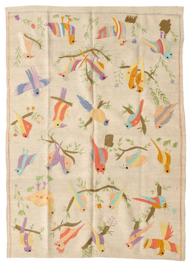 4' 2 x 5' 6 Hand Woven Kilim Suzani Wool Rug