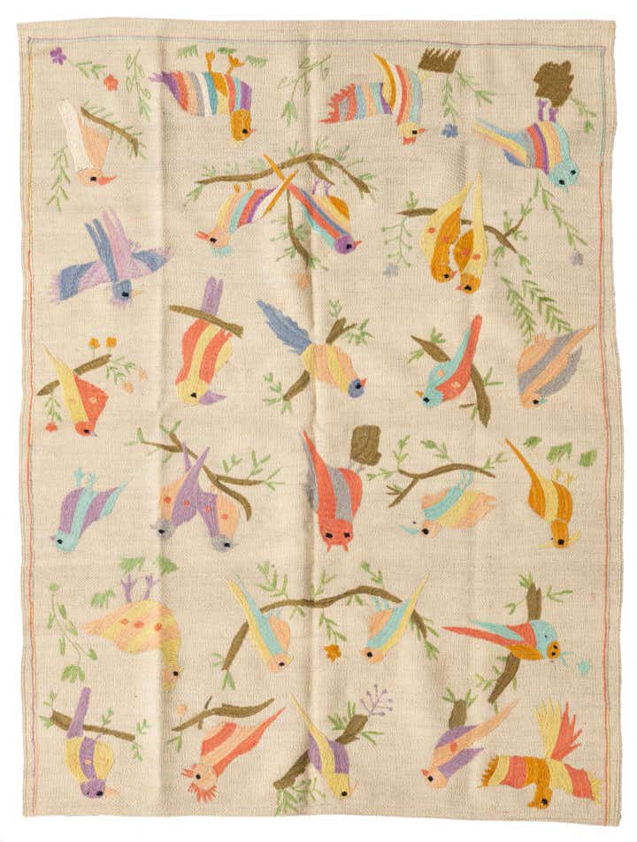 4' 2 x 5' 6 Hand Woven Kilim Suzani Wool Rug