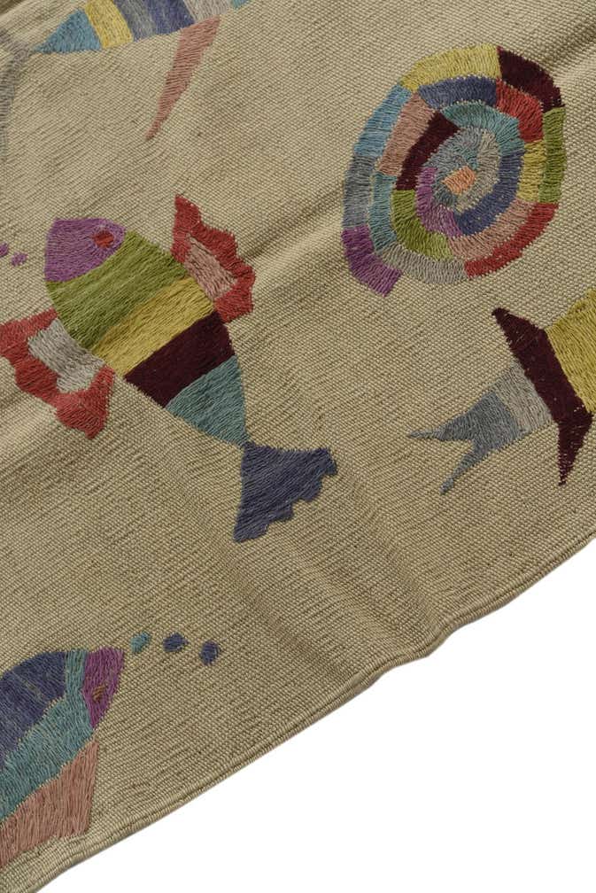 4' x 5' 7 Hand Woven Kilim Suzani Wool Rug
