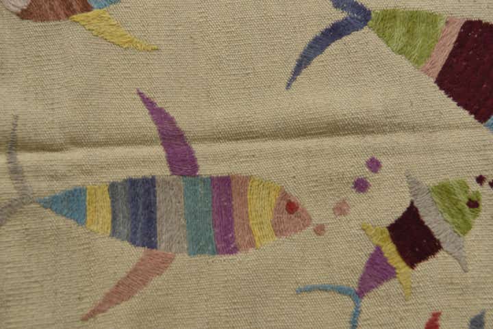4' x 5' 7 Hand Woven Kilim Suzani Wool Rug