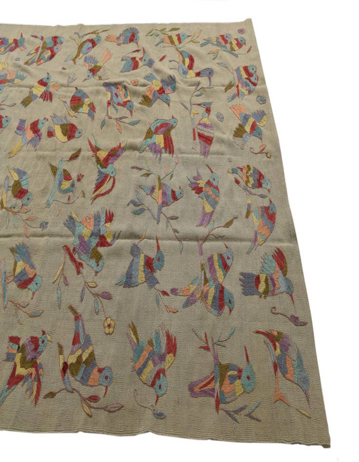 Detail image of 6' 5 x 9' 1  Hand Woven Kilim Suzani Wool Rug