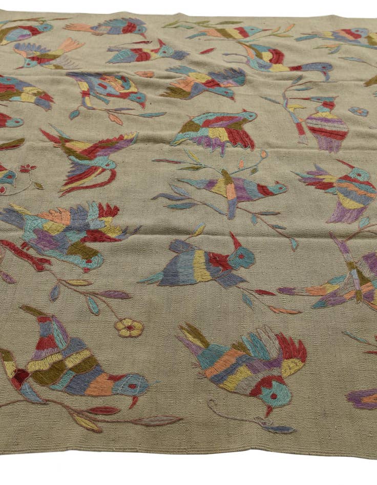 Detail image of 6' 5 x 9' 1  Hand Woven Kilim Suzani Wool Rug