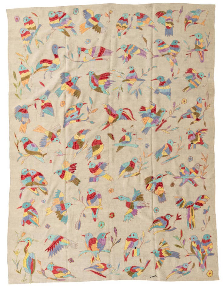 Detail image of 6' 5 x 9' 1 Hand Woven Kilim Suzani Wool Rug