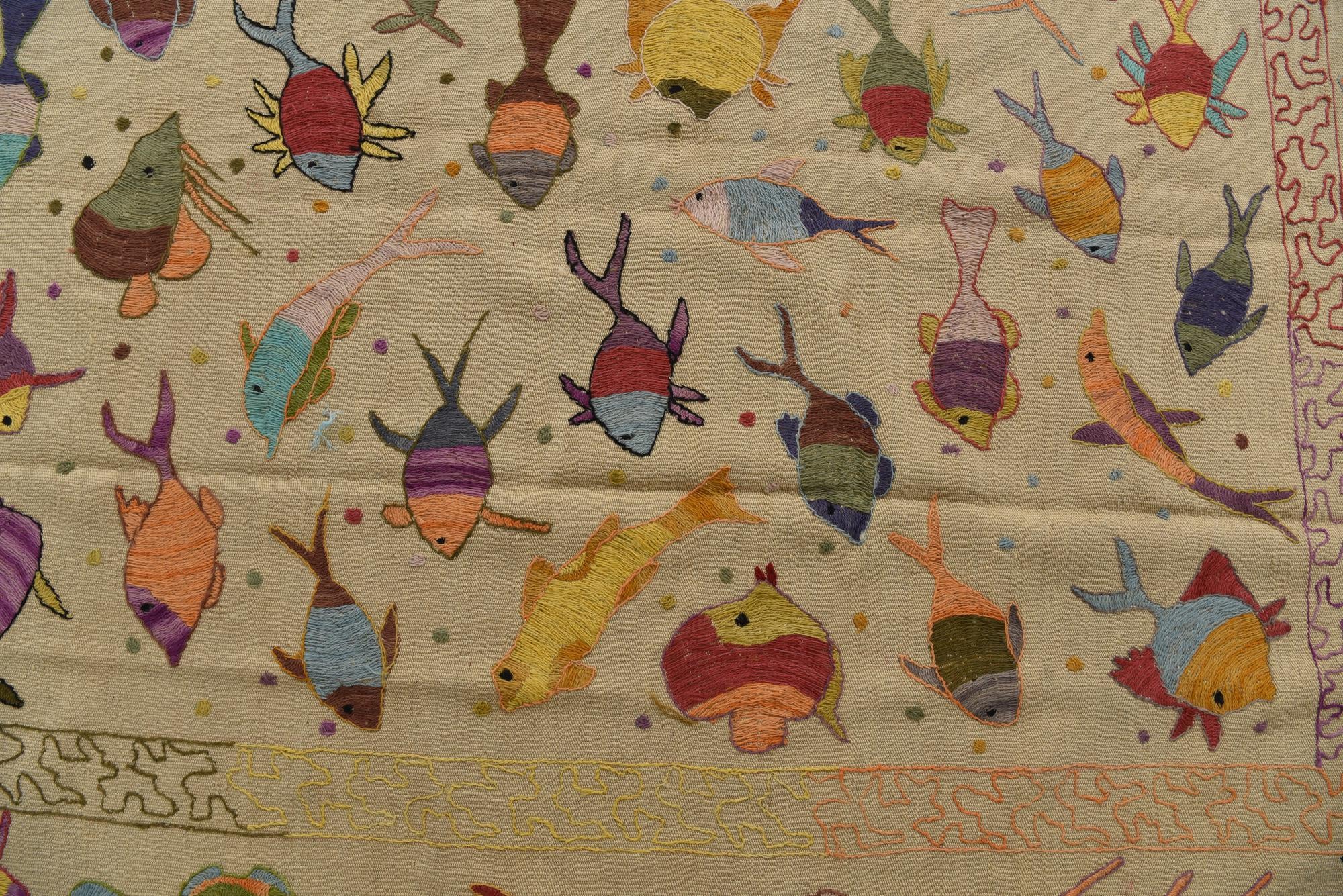 6' 4 x 9' 6 Hand Woven Kilim Suzani Wool Rug