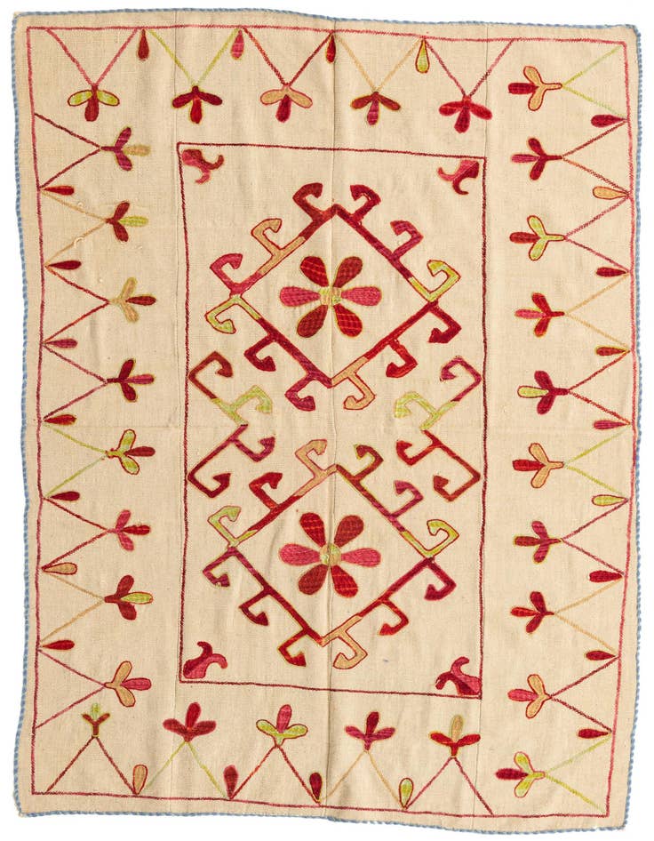 Detail image of 4' 8 x 6' 8 Hand Woven Kilim Suzani Wool Rug