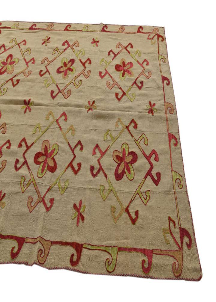 5' 9 x 7' 7 Hand Woven Kilim Suzani Wool Rug
