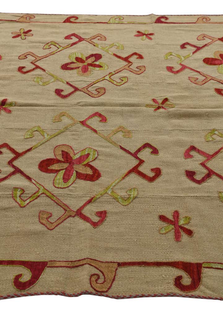 5' 9 x 7' 7 Hand Woven Kilim Suzani Wool Rug