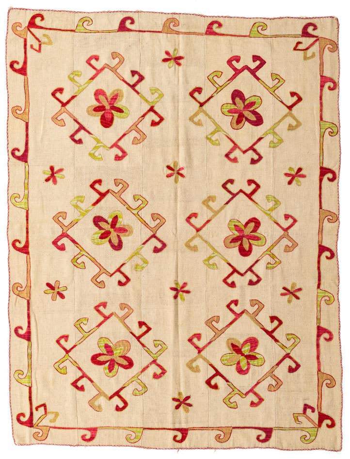 Detail image of 5' 9 x 7' 7 Hand Woven Kilim Suzani Wool Rug