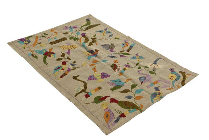 3' 2 x 4' 7 Hand Woven Kilim Suzani Wool Rug