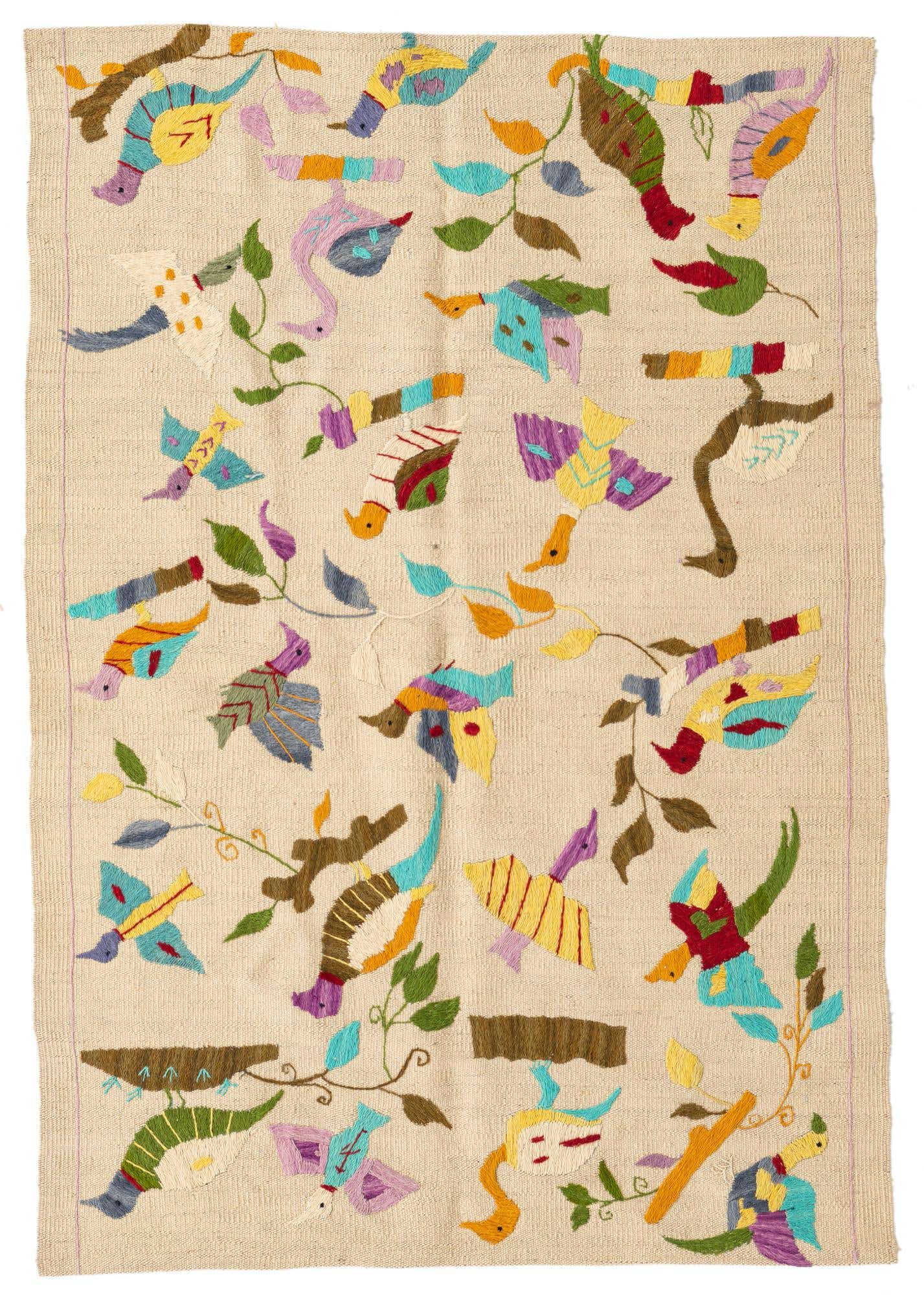 3' 2 x 4' 7 Hand Woven Kilim Suzani Wool Rug