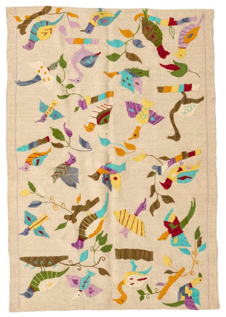 3' 2 x 4' 7 Hand Woven Kilim Suzani Wool Rug