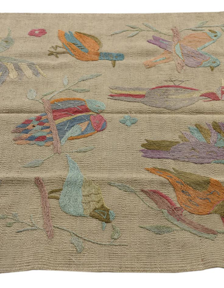 Detail image of 3' 1 x 4' 7  Hand Woven Kilim Suzani Wool Rug