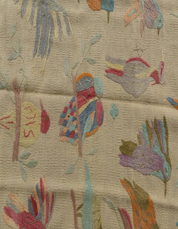 Detail image of 3' 1 x 4' 7  Hand Woven Kilim Suzani Wool Rug