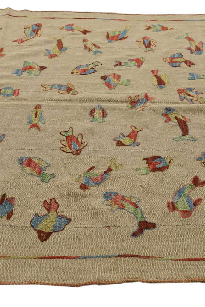 4' 10 x 6' 6 Hand Woven Kilim Suzani Wool Rug