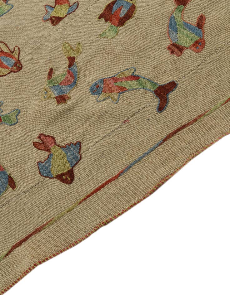 Detail image of 4' 10 x 6' 6  Hand Woven Kilim Suzani Wool Rug