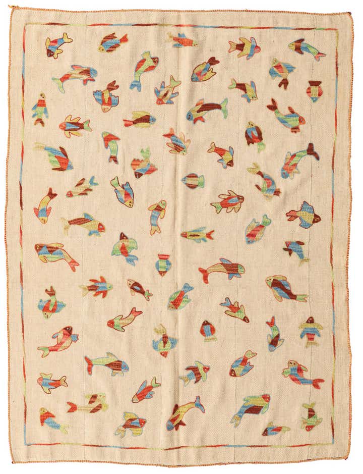 4' 10 x 6' 6 Hand Woven Kilim Suzani Wool Rug