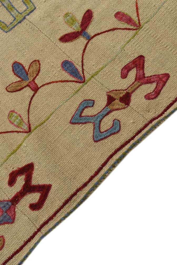 4' x 5' 8 Hand Woven Kilim Suzani Wool Rug
