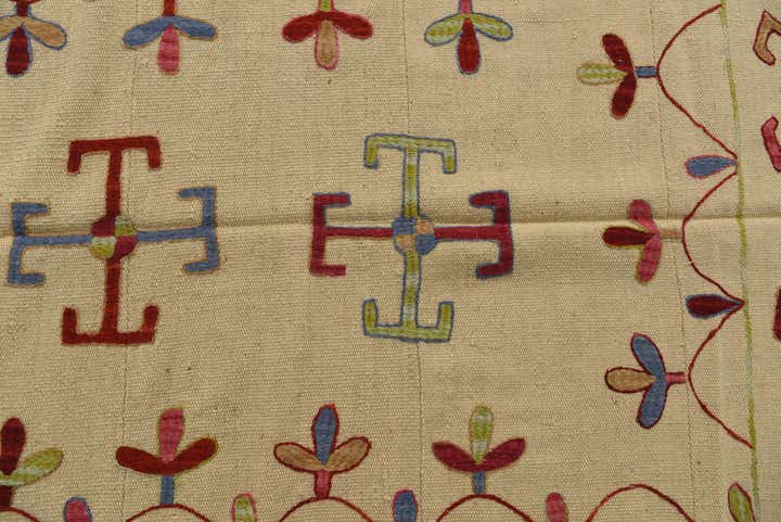 4' x 5' 8 Hand Woven Kilim Suzani Wool Rug