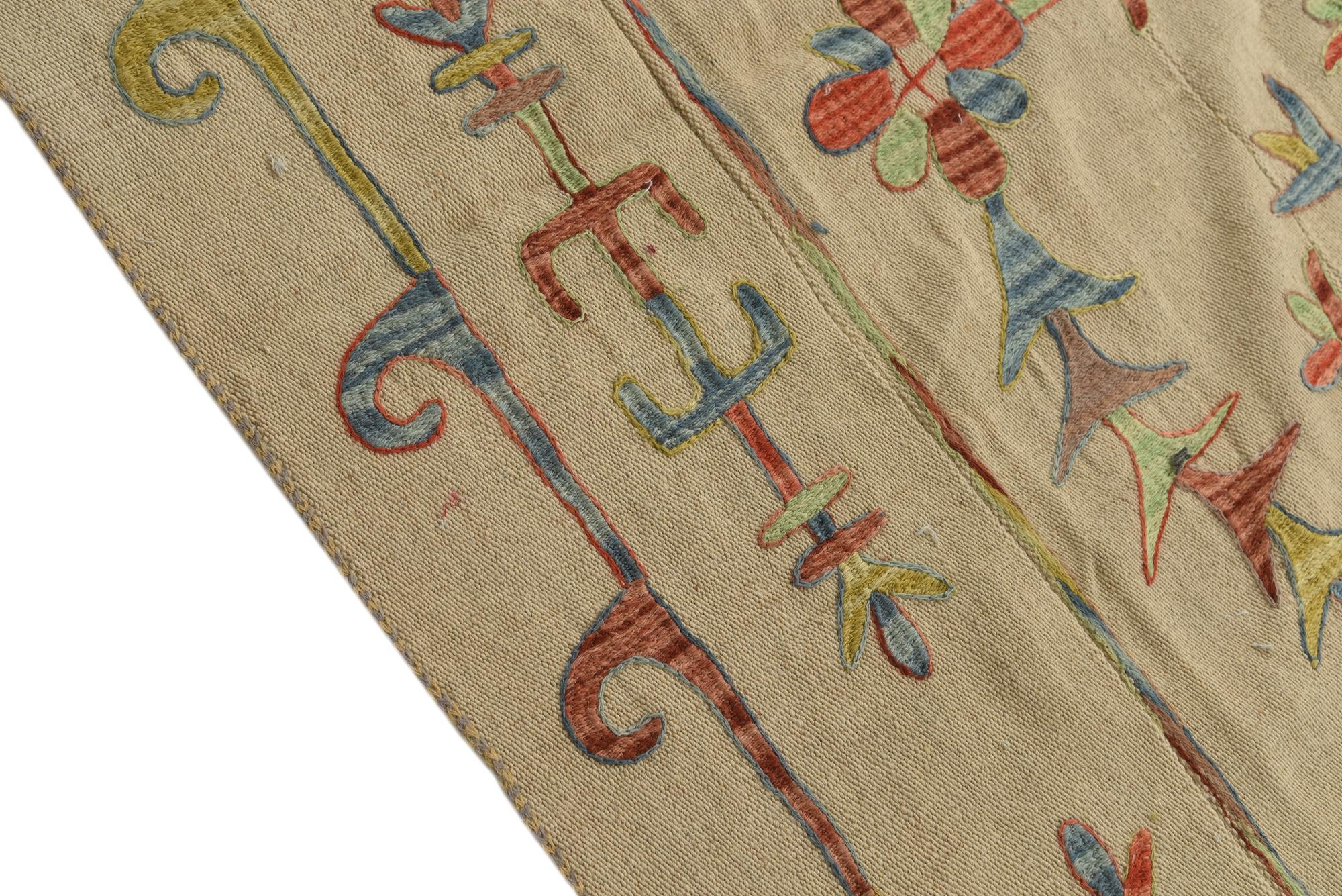5' 7 x 7' 6 Hand Woven Kilim Suzani Wool Rug