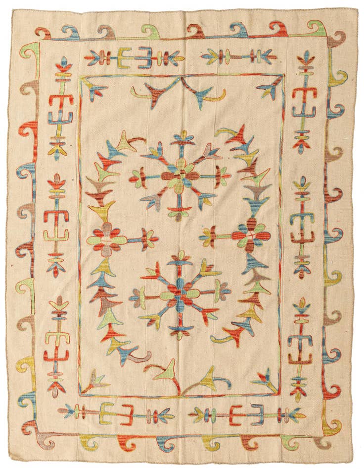 Detail image of 5' 7 x 7' 6 Hand Woven Kilim Suzani Wool Rug