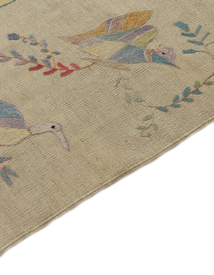 Detail image of 4' 2 x 5' 9  Hand Woven Kilim Suzani Wool Rug