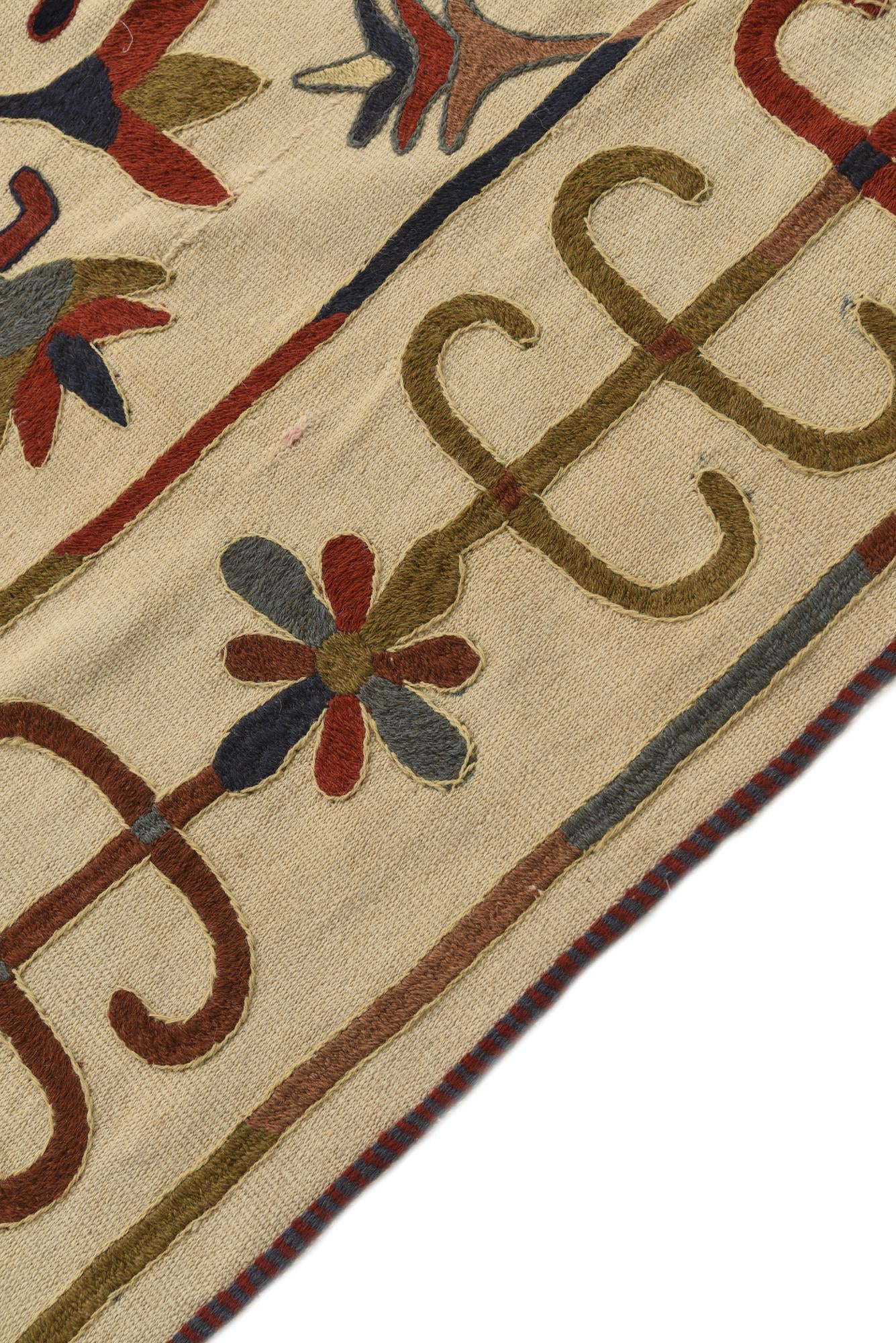 4' 4 x 5' 5 Hand Woven Kilim Suzani Wool Rug