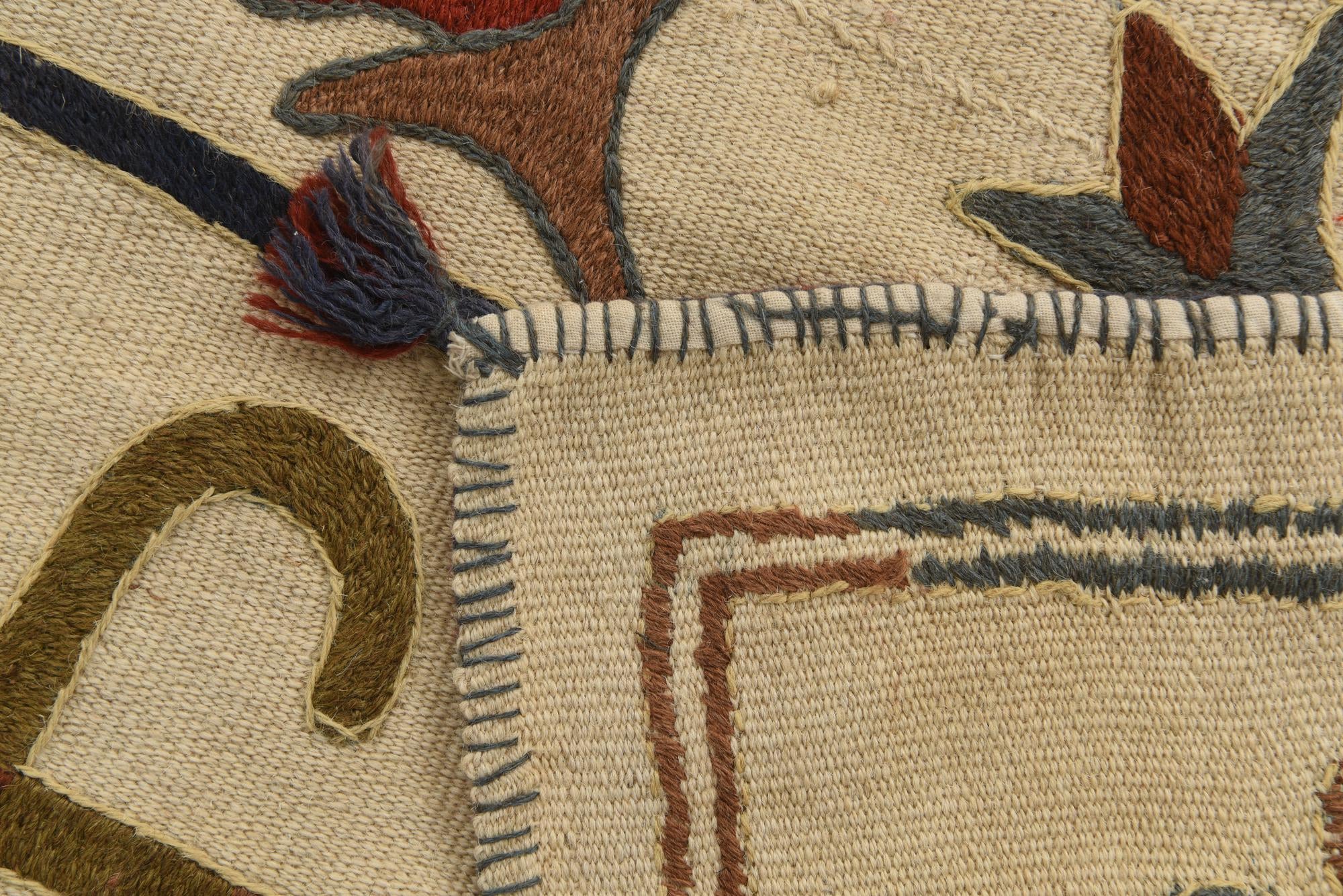 4' 4 x 5' 5 Hand Woven Kilim Suzani Wool Rug
