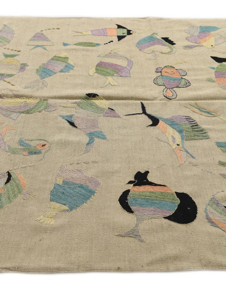 Detail image of 5' 8 x 7' 4  Hand Woven Kilim Suzani Wool Rug