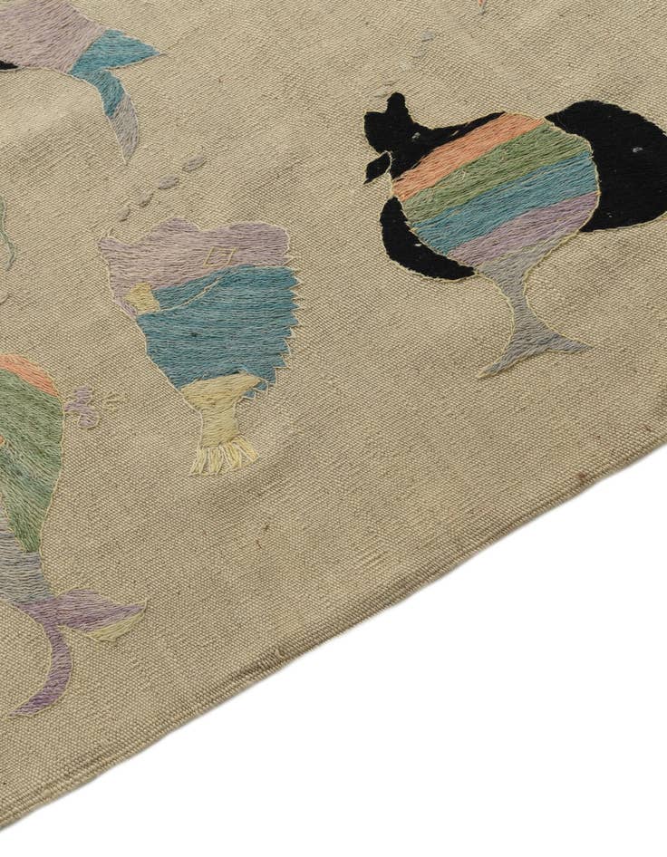 Detail image of 5' 8 x 7' 4  Hand Woven Kilim Suzani Wool Rug