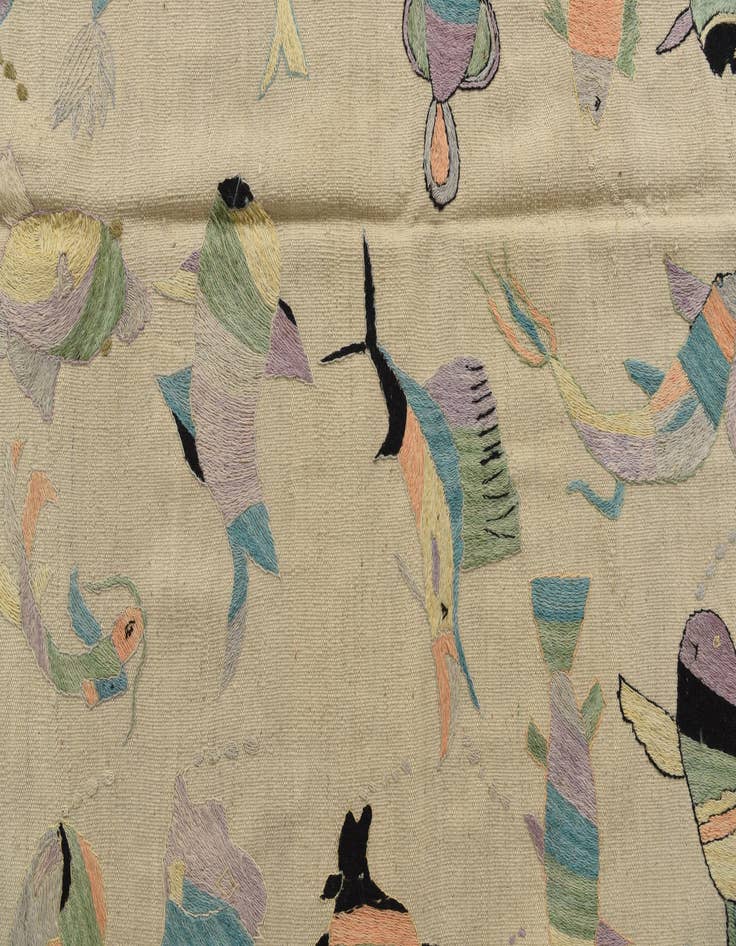 Detail image of 5' 8 x 7' 4  Hand Woven Kilim Suzani Wool Rug