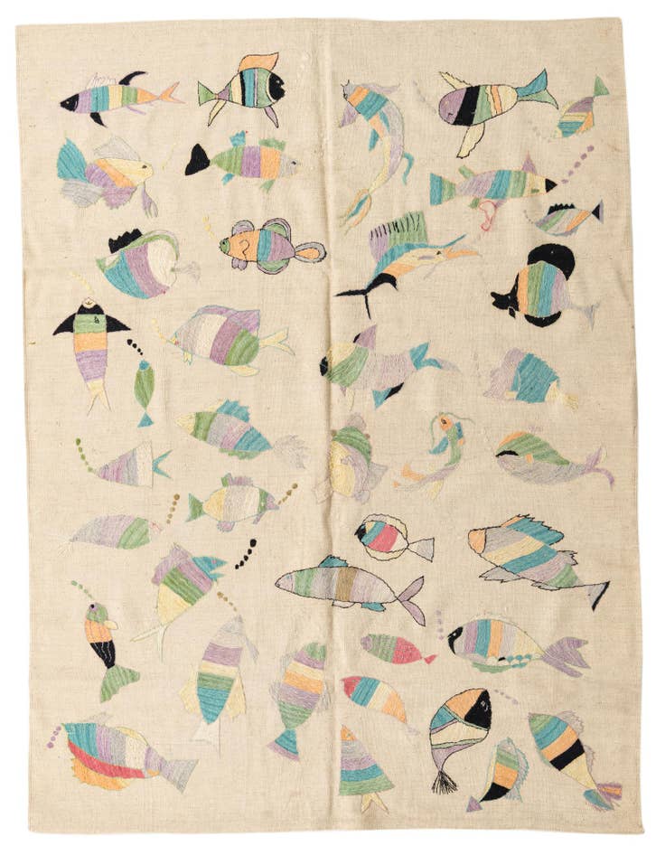 Detail image of 5' 8 x 7' 4 Hand Woven Kilim Suzani Wool Rug