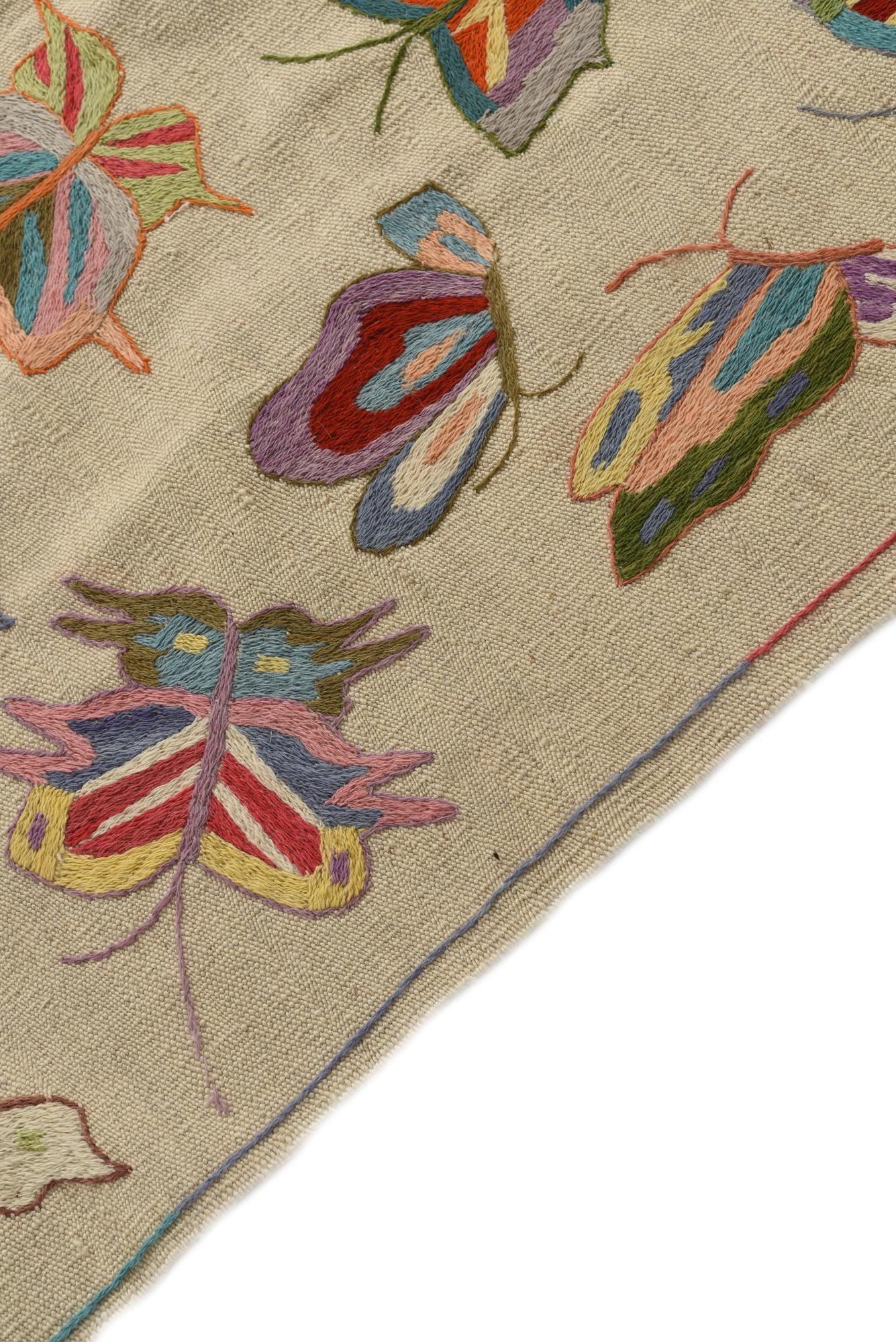 4' 1 x 5' 6 Hand Woven Kilim Suzani Wool Rug