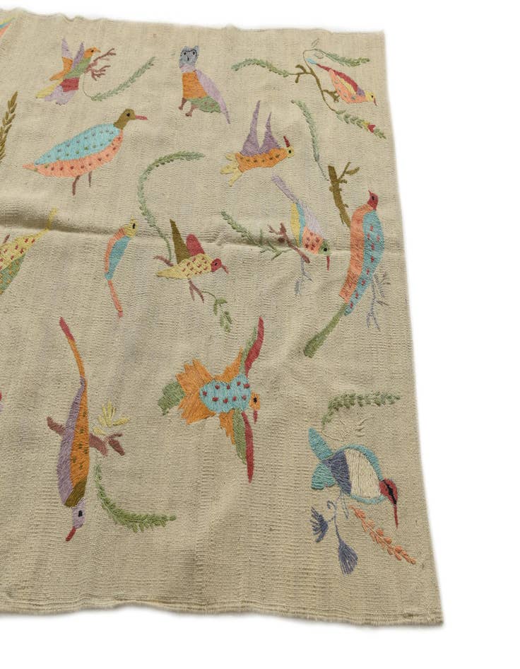 Detail image of 4' 2 x 5' 7  Hand Woven Kilim Suzani Wool Rug