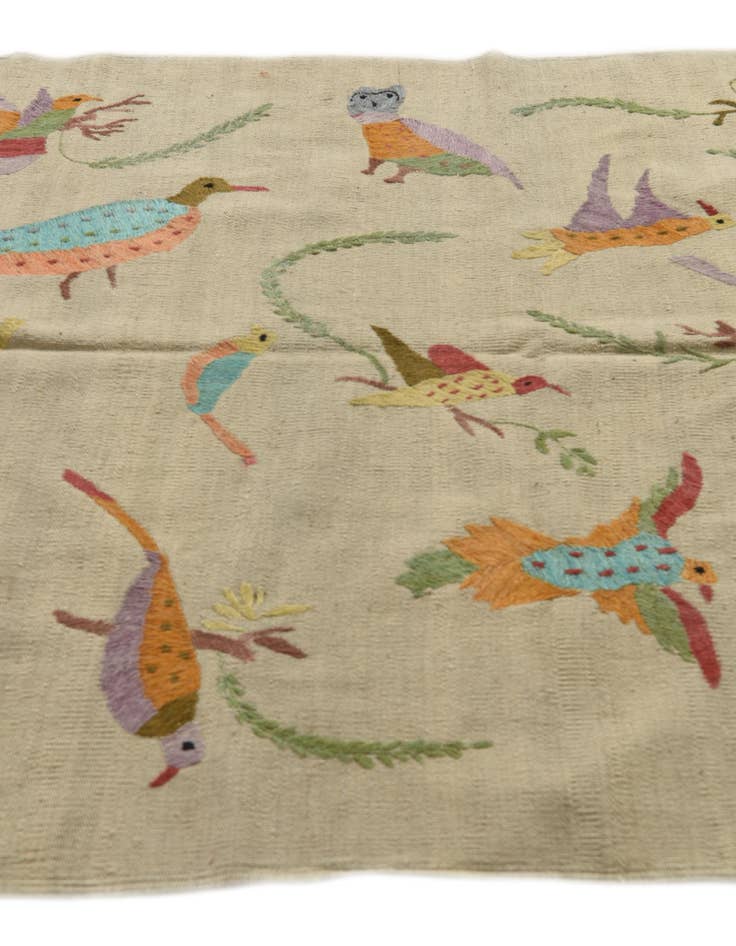 Detail image of 4' 2 x 5' 7  Hand Woven Kilim Suzani Wool Rug