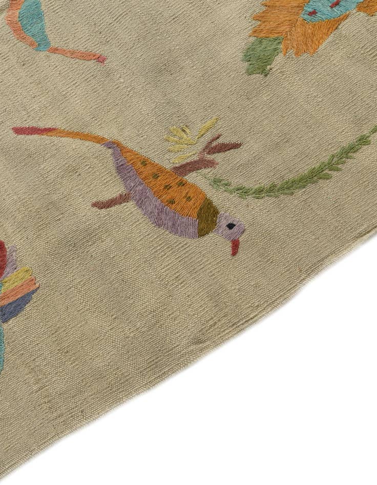 Detail image of 4' 2 x 5' 7  Hand Woven Kilim Suzani Wool Rug