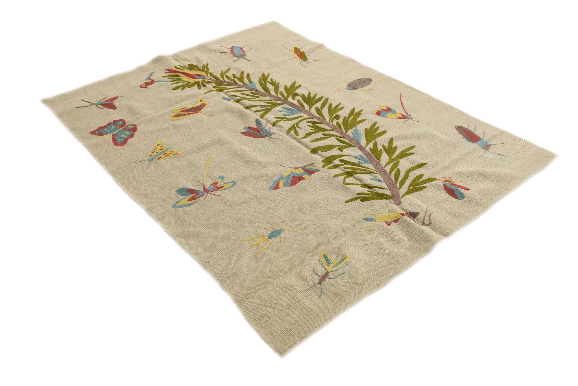 5' x 6' 6 Hand Woven Kilim Suzani Wool Rug