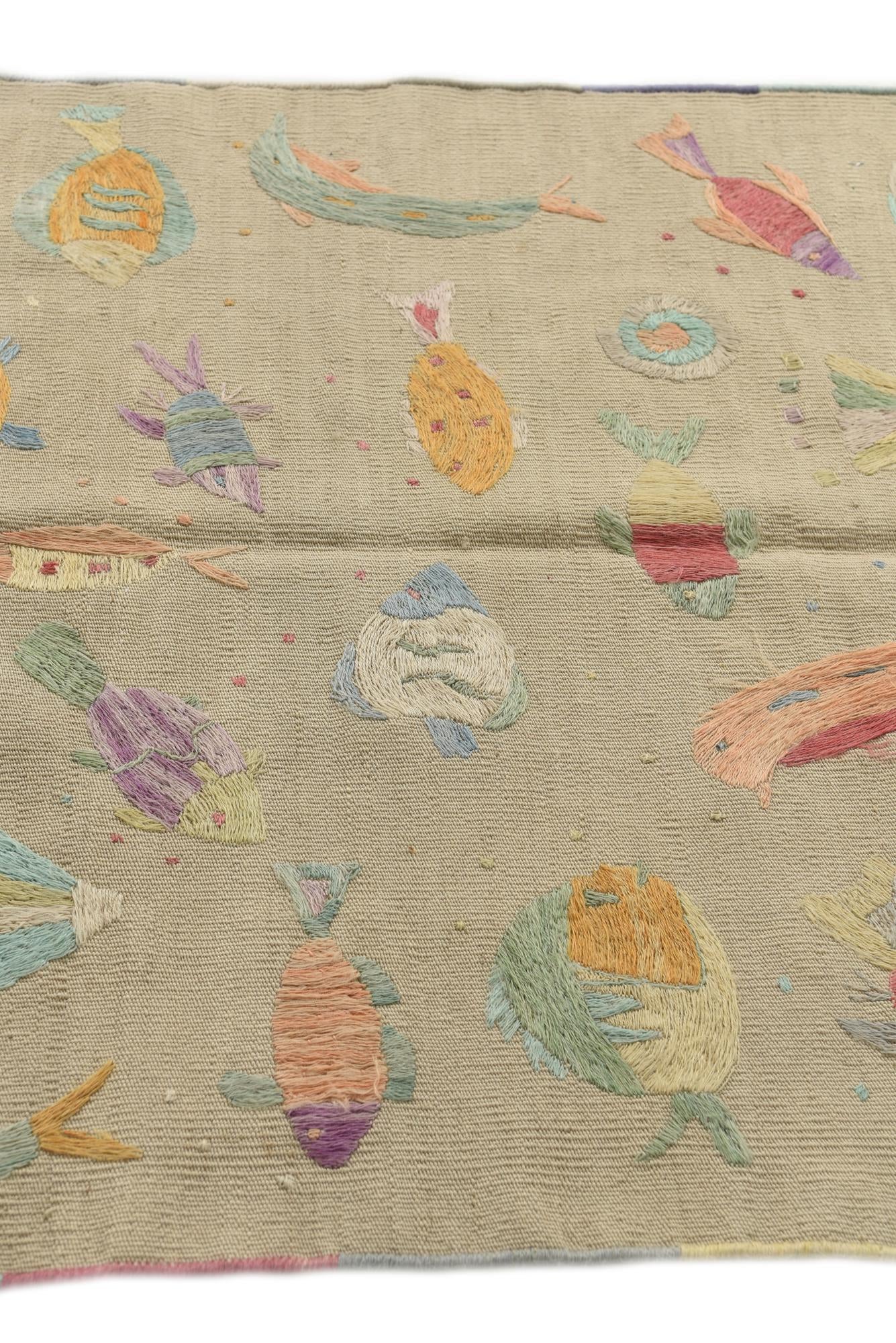 3' 2 x 4' 6 Hand Woven Kilim Suzani Wool Rug