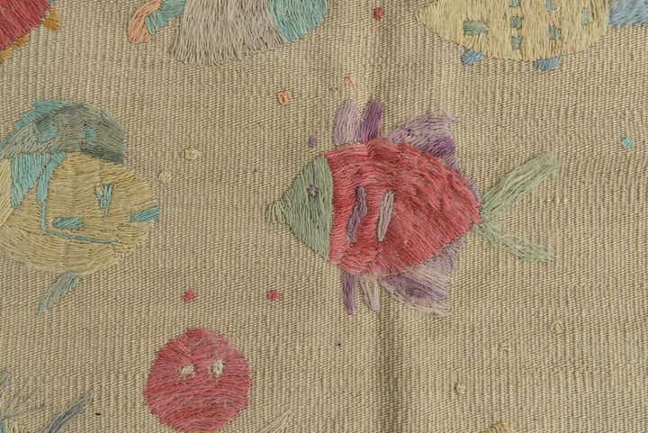 95cm x 135cm Handgeweven Kilim Suzani Wol Vloerkleed