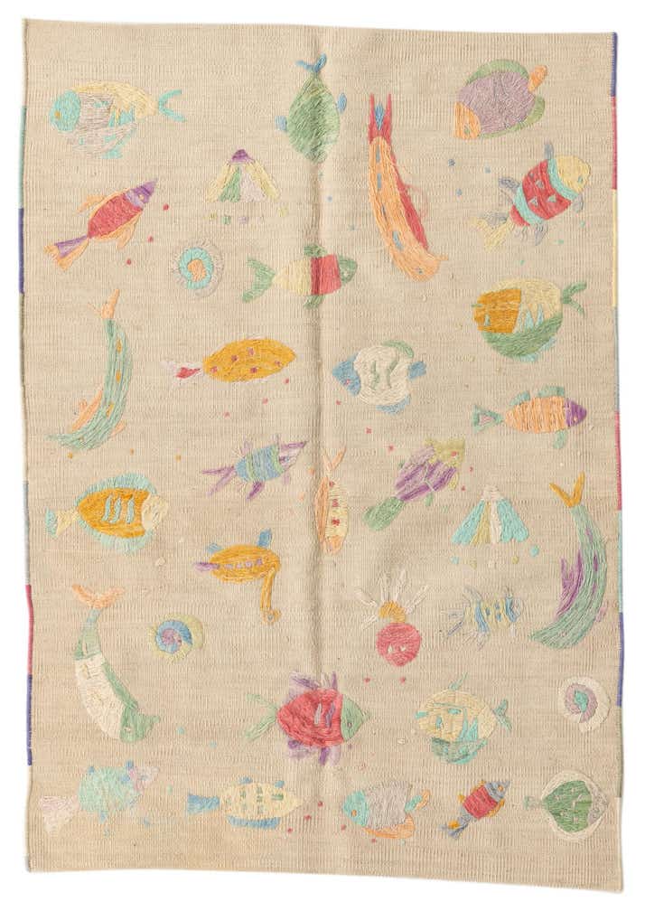 95cm x 135cm Handgeweven Kilim Suzani Wol Vloerkleed