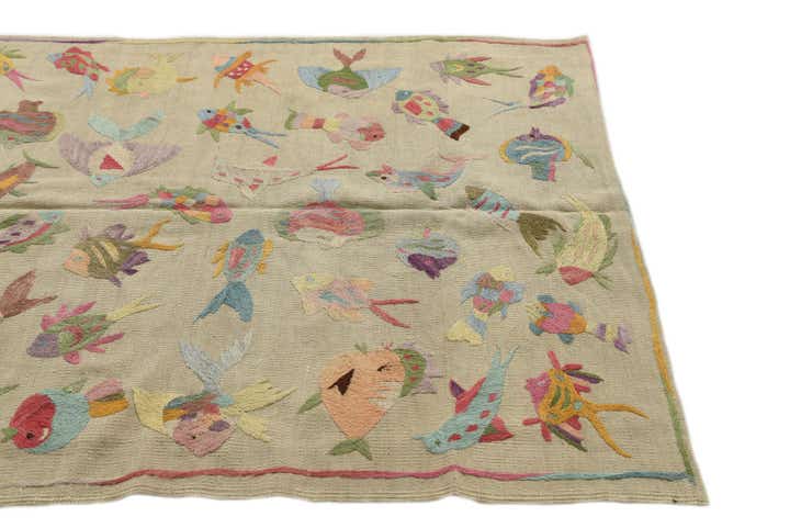 4' x 5' 6 Hand Woven Kilim Suzani Wool Rug