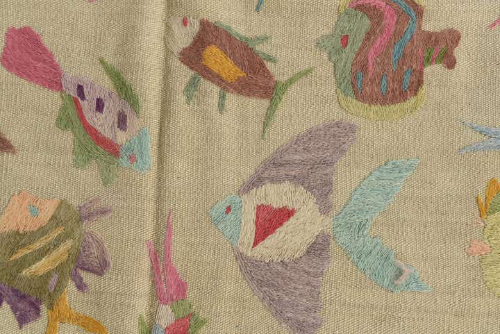 4' x 5' 6 Hand Woven Kilim Suzani Wool Rug