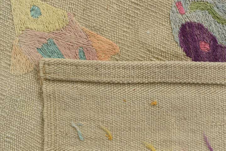 4' x 5' 6 Hand Woven Kilim Suzani Wool Rug