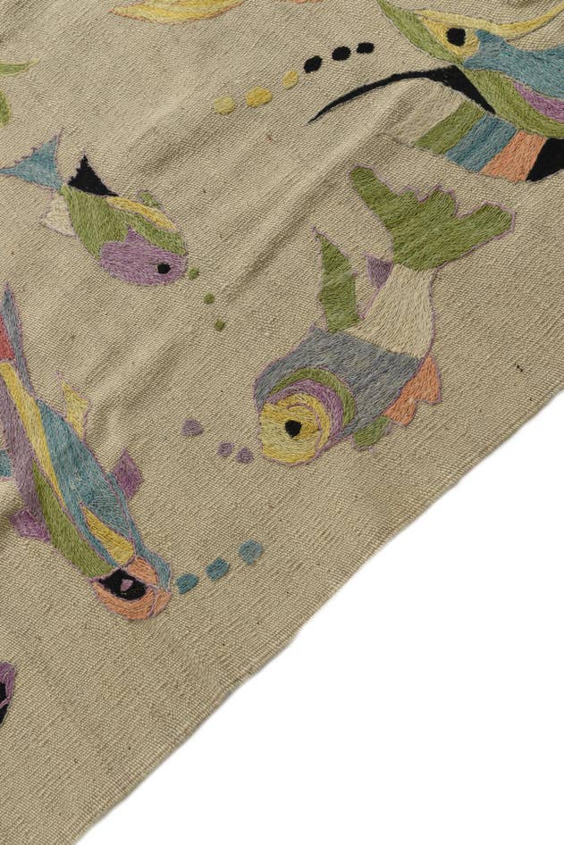 Detail image of 5' 9 x 7' 3 Hand Woven Kilim Suzani Wool Rug