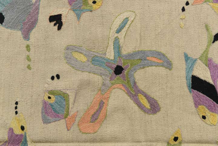 5' 9 x 7' 3 Hand Woven Kilim Suzani Wool Rug