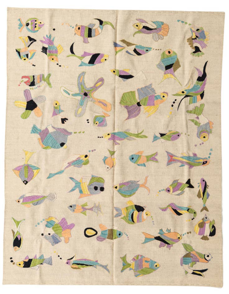 Detail image of 5' 9 x 7' 3 Hand Woven Kilim Suzani Wool Rug