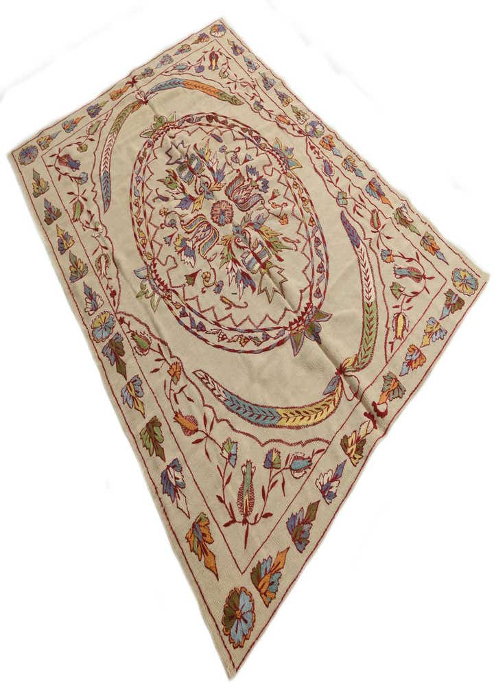 5' 8 x 7' 10 Hand Woven Kilim Suzani Wool Rug