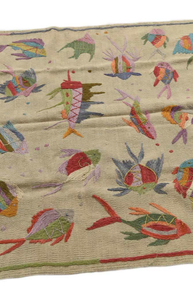 3' 4 x 4' 5 Hand Woven Kilim Suzani Wool Rug