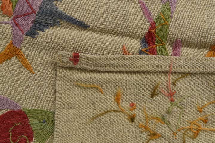 3' 4 x 4' 5 Hand Woven Kilim Suzani Wool Rug