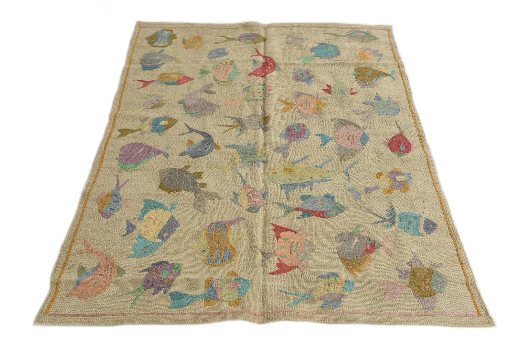125cm x 170cm Hand Woven Kilim Suzani Wool Rug