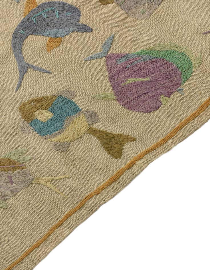 Detail image of 4' 1 x 5' 7  Hand Woven Kilim Suzani Wool Rug